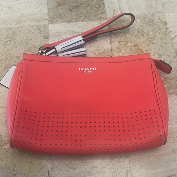 Coach wristlet coral and white gently used - Picture 2 of 3